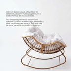 Cadeira de Balanço Nut Chair em Rattan Estrutura Robusta e Almofada Removível
