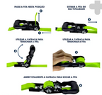 Cinta Catraca Para Amarração De Carga - Gancho J 4 Metros 1500Kg