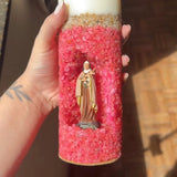 [Compre 1 e Leve 2]  Vela Artesanal Santa Teresinha - Cristais Rosa e Ouro Premium