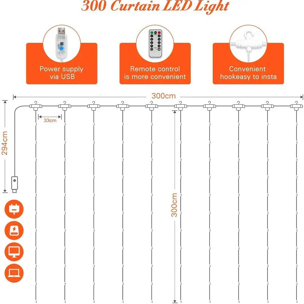 Cortina de Led Diversos 3x3 para o Natal