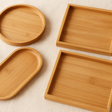 Conjunto 3 Travessas Bambu Natural - Sustentável Ecológico