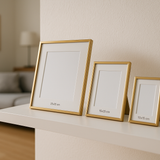 Kit 3 Porta-Retratos Dourados Tamanhos Variados com Vidro